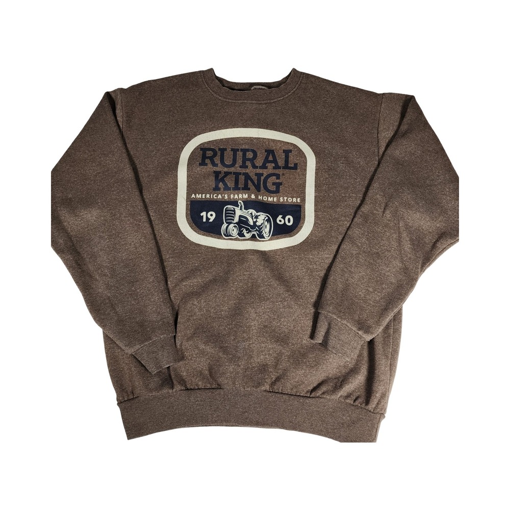 Rural King Tractor Graphic Crewneck Sweatshirt Brown Men's‎ Size L